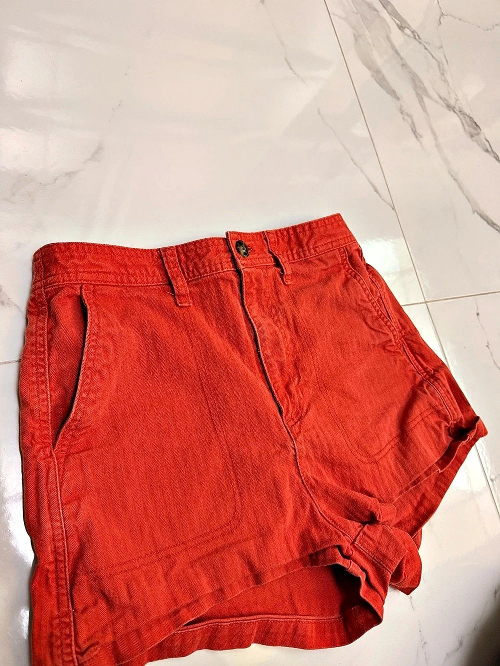 Madewell Camp Shorts High Waist Orange